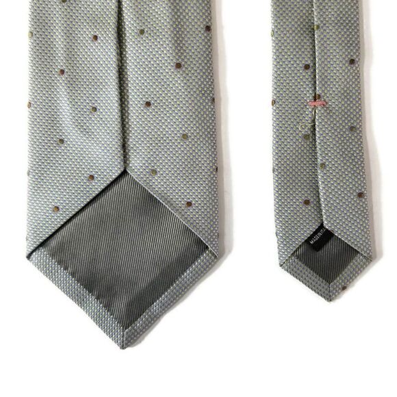 Borrelli Napoli Mens Luxury 7 Fold Gray Yellow Silk Made in Italy Neck Tie - Picture 6 of 10